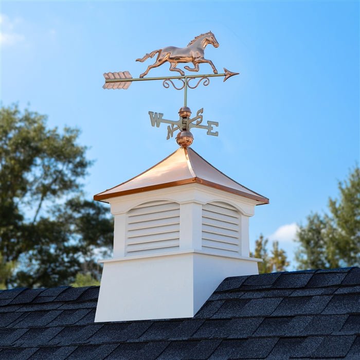 26" Square Coventry Vinyl Cupola with Horse Weathervane - Evira