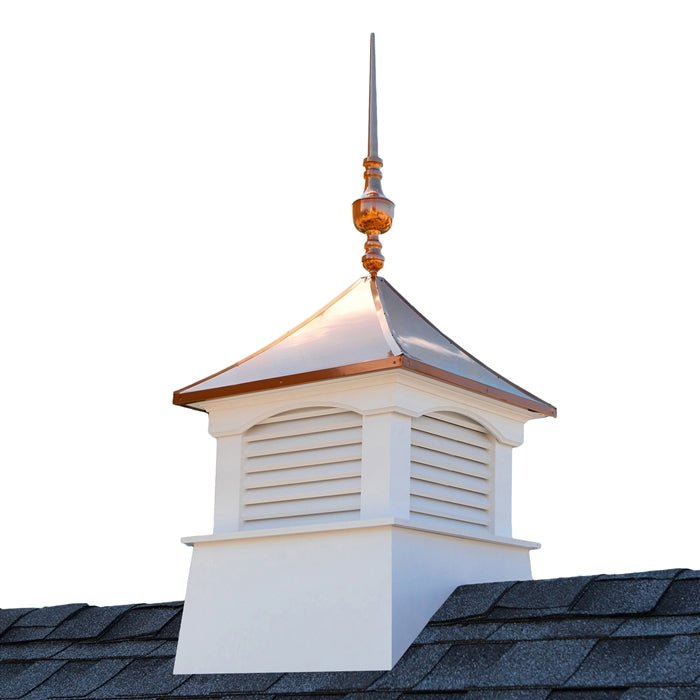 26" Square Coventry Vinyl Cupola with Victoria Copper Finial - Evira