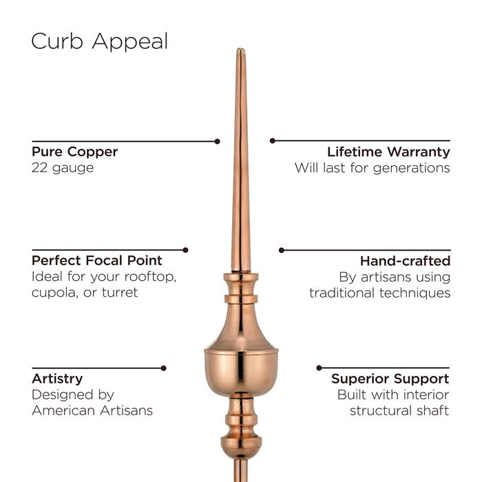 26" Square Coventry Vinyl Cupola with Victoria Copper Finial - Evira