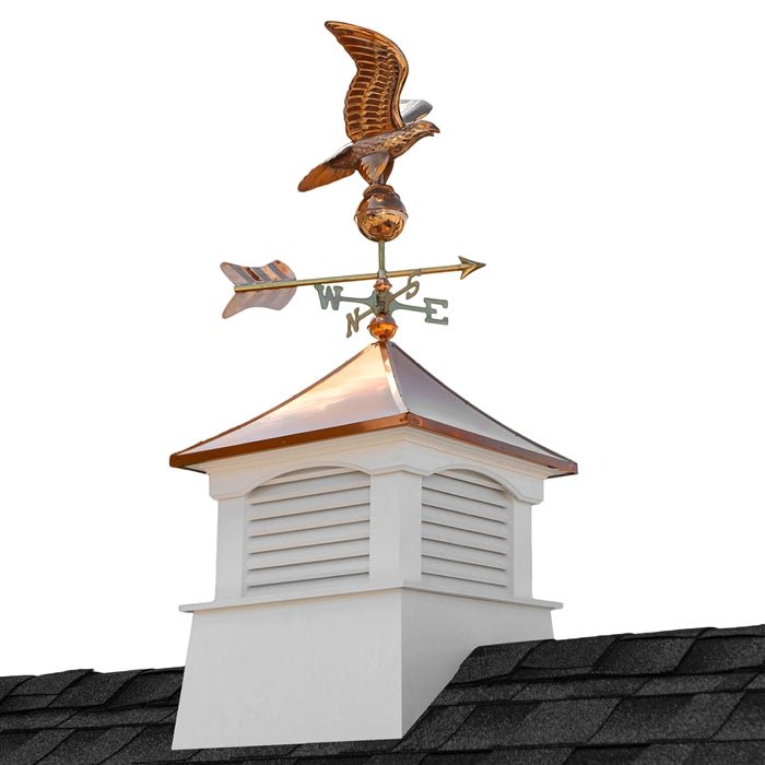 26" Square Coventry Vinyl Cupola with Eagle Weathervane - Evira