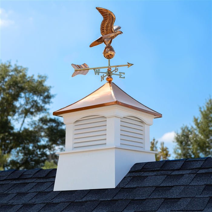 26" Square Coventry Vinyl Cupola with Eagle Weathervane - Evira