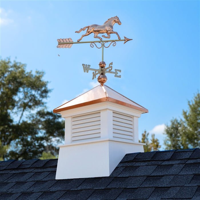 26" Square Manchester Vinyl Cupola with Horse Weathervane - Evira