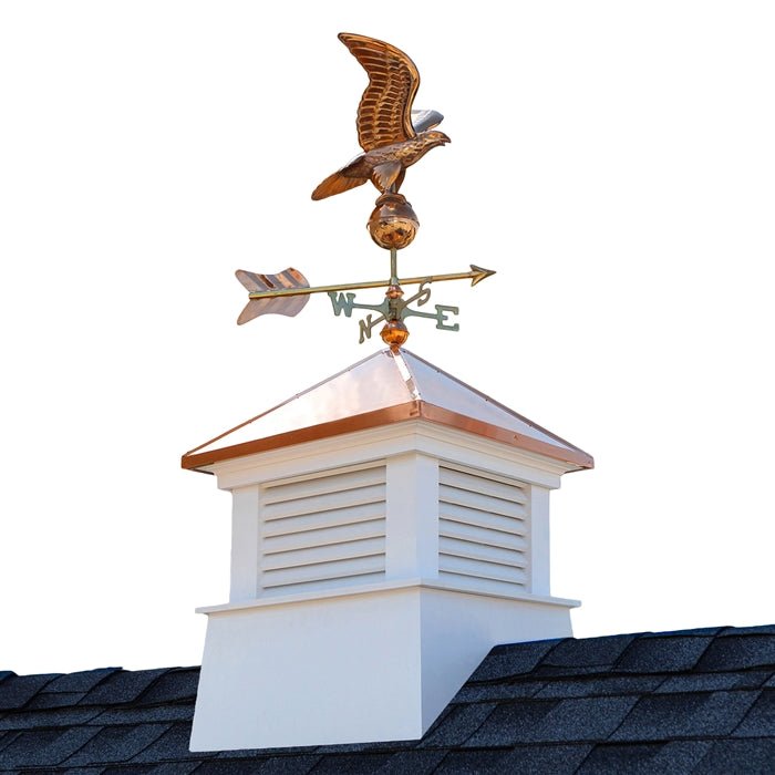26" Square Manchester Vinyl Cupola with Eagle Weathervane - Evira