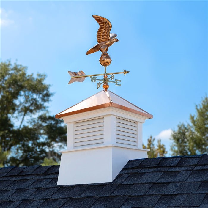 26" Square Manchester Vinyl Cupola with Eagle Weathervane - Evira