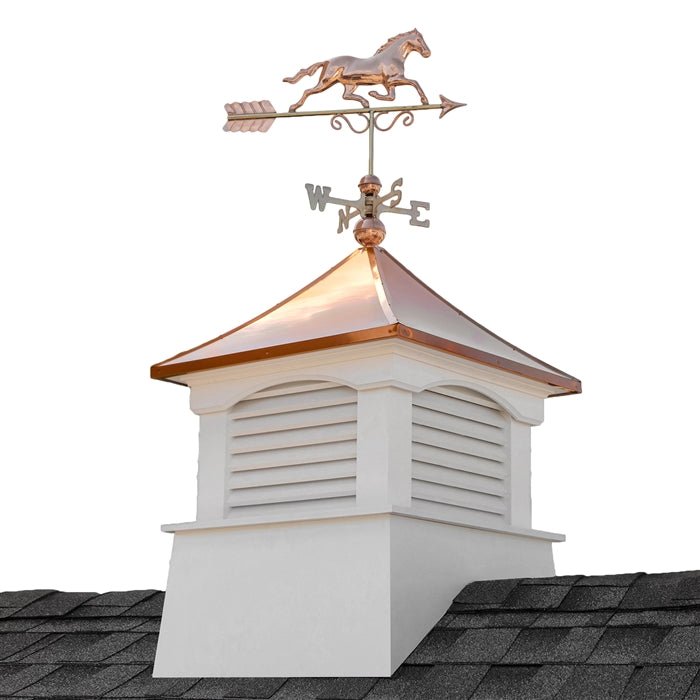 30" Square Coventry Vinyl Cupola with Horse Weathervane - Evira