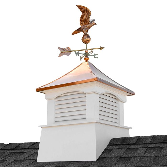 30" Square Coventry Vinyl Cupola with Eagle Weathervane - Evira