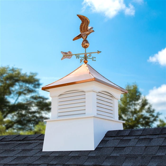 30" Square Coventry Vinyl Cupola with Eagle Weathervane - Evira