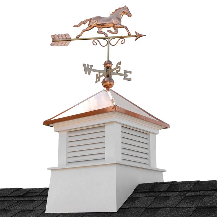 30" Square Manchester Vinyl Cupola with Horse Weathervane - Evira