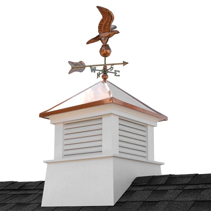 30" Square Manchester Vinyl Cupola with Eagle Weathervane - Evira