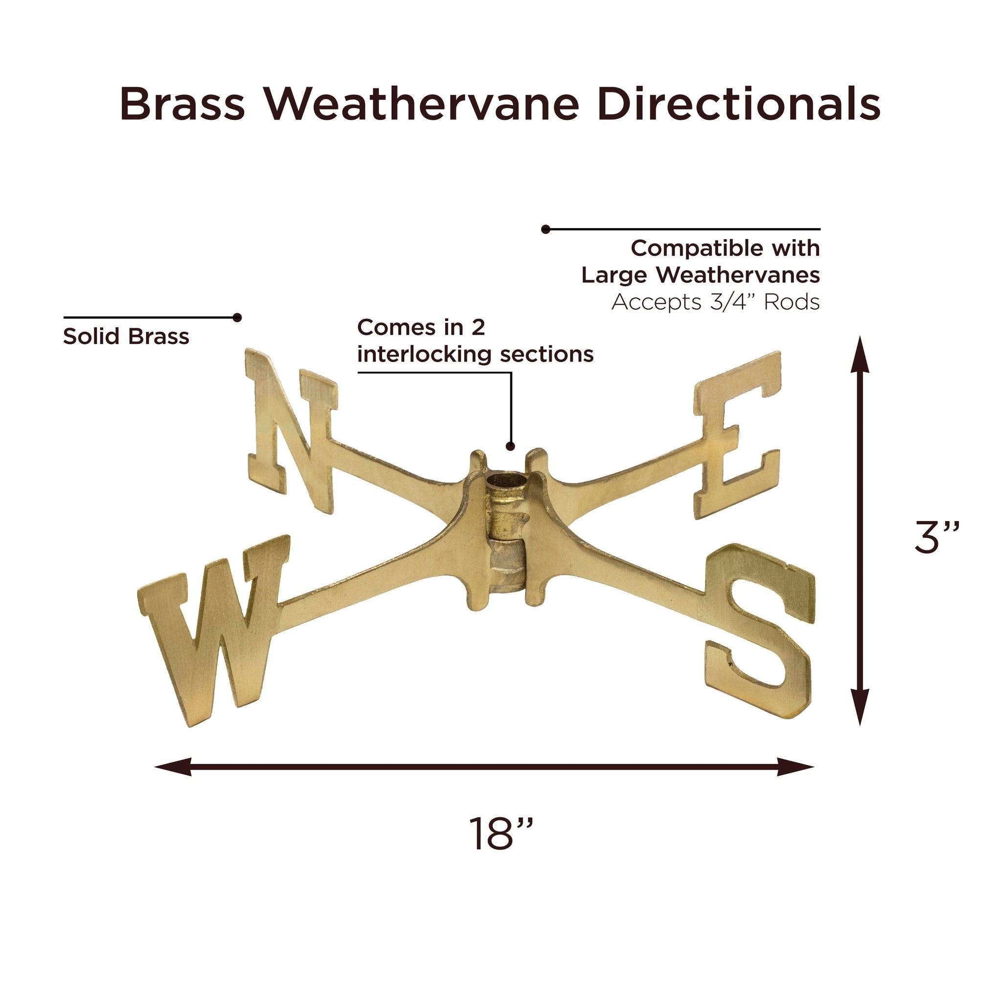 Brass Large 18" Weathervane Directionals - Evira