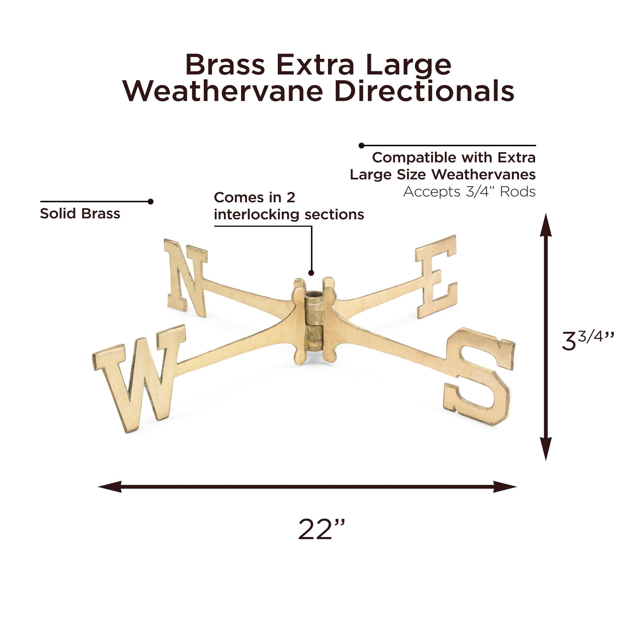 Brass Extra-Large 22" Weathervane Directionals - Evira