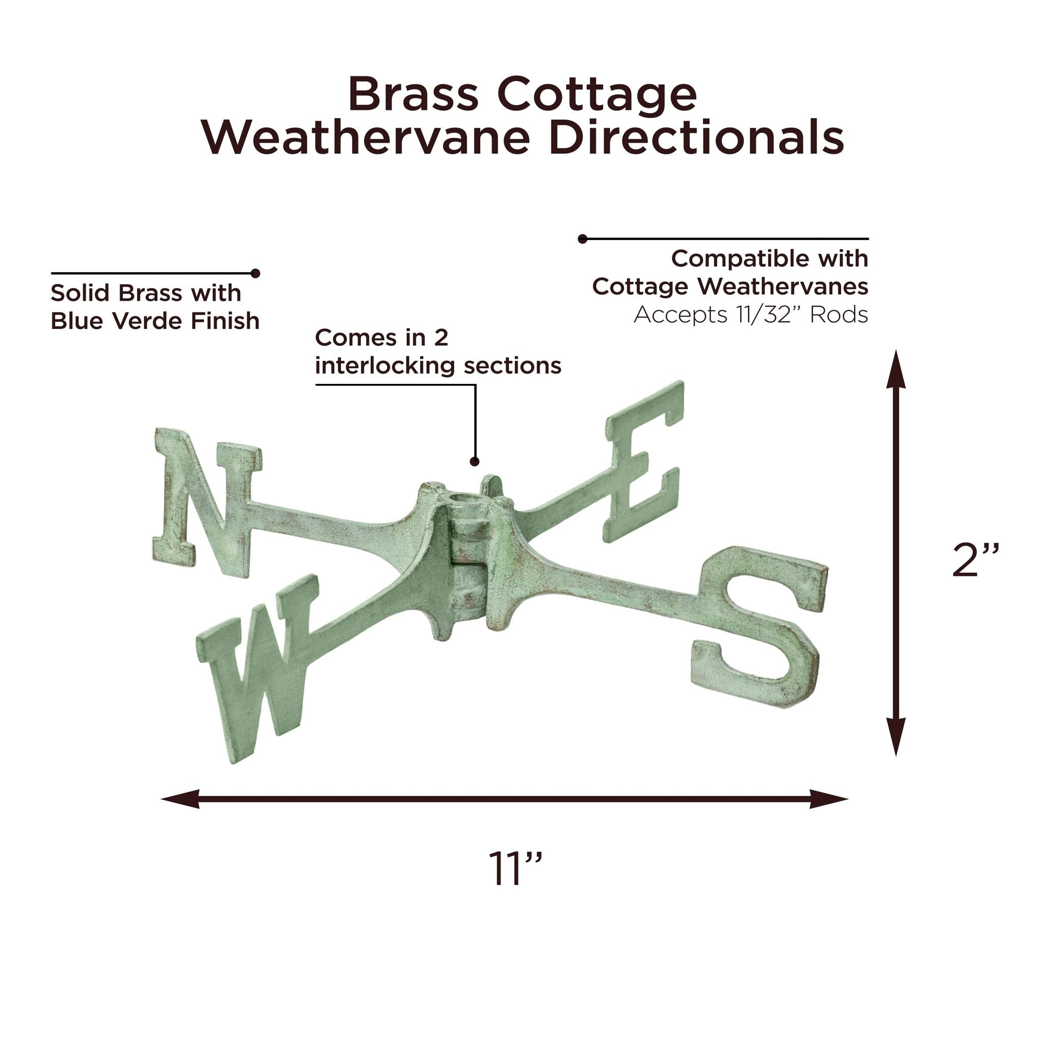 Brass 11" Weathervane Directionals - Evira