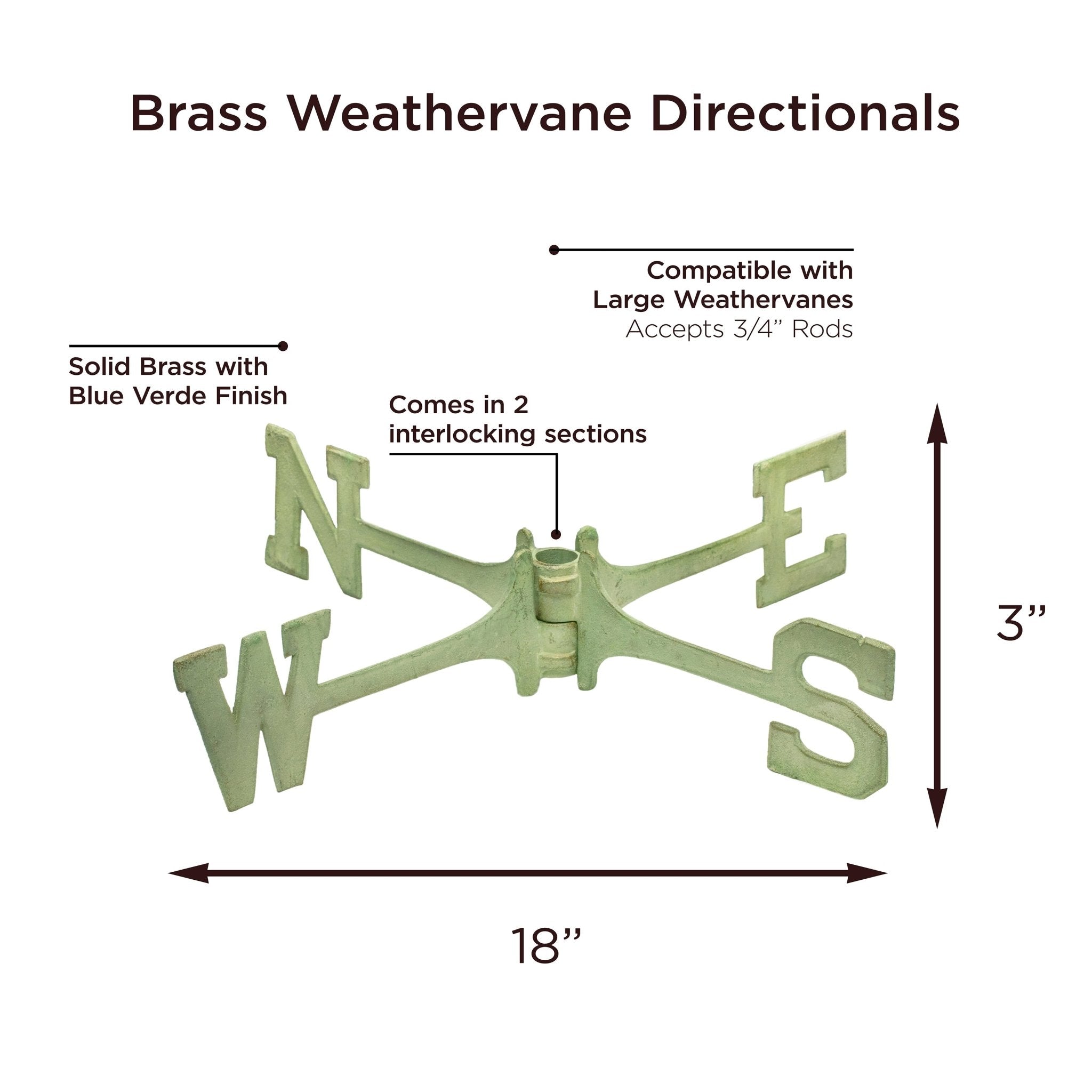 Brass Large 18" Weathervane Directionals - Evira