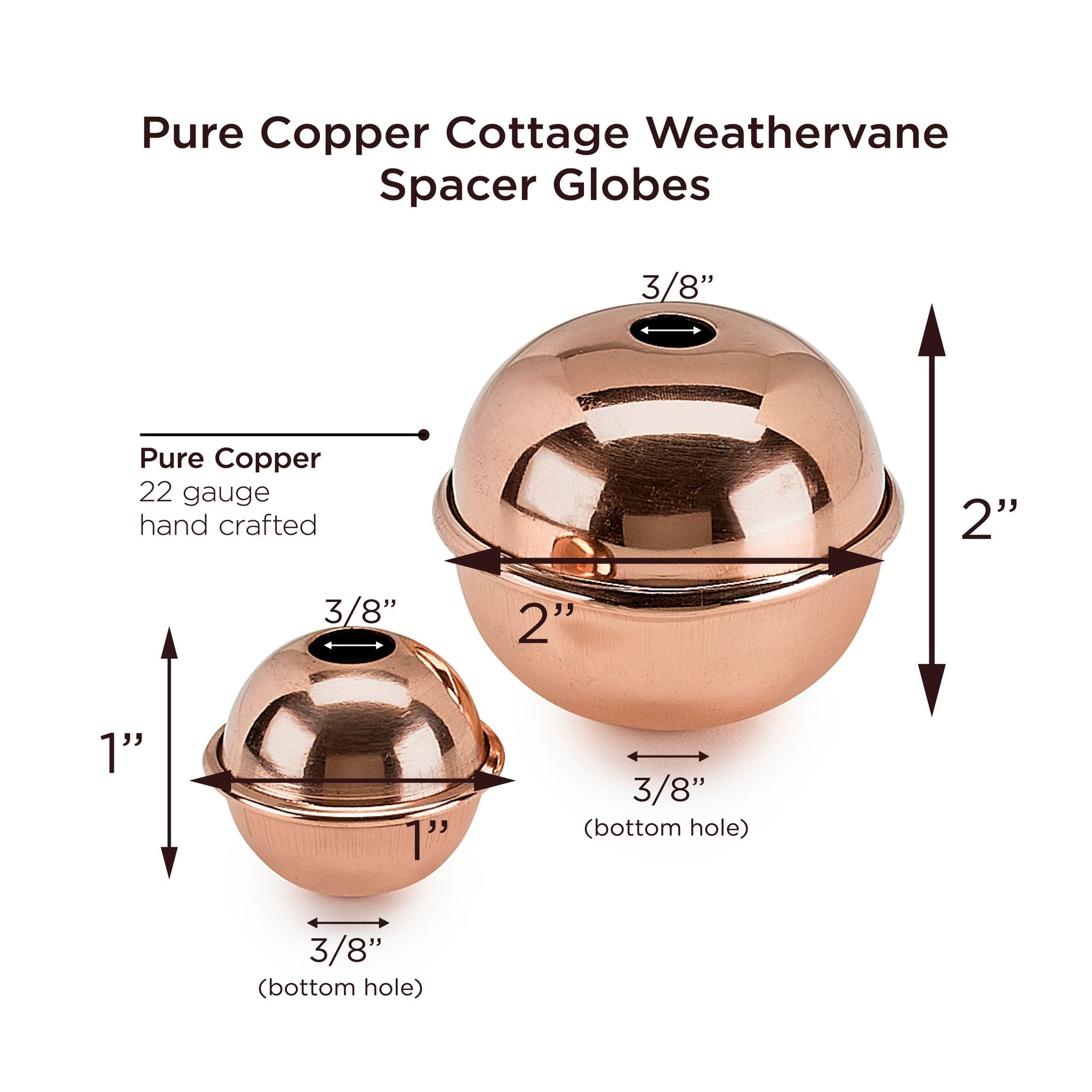 Copper Weathervane 1" & 2" Spacer Ball Set - Evira