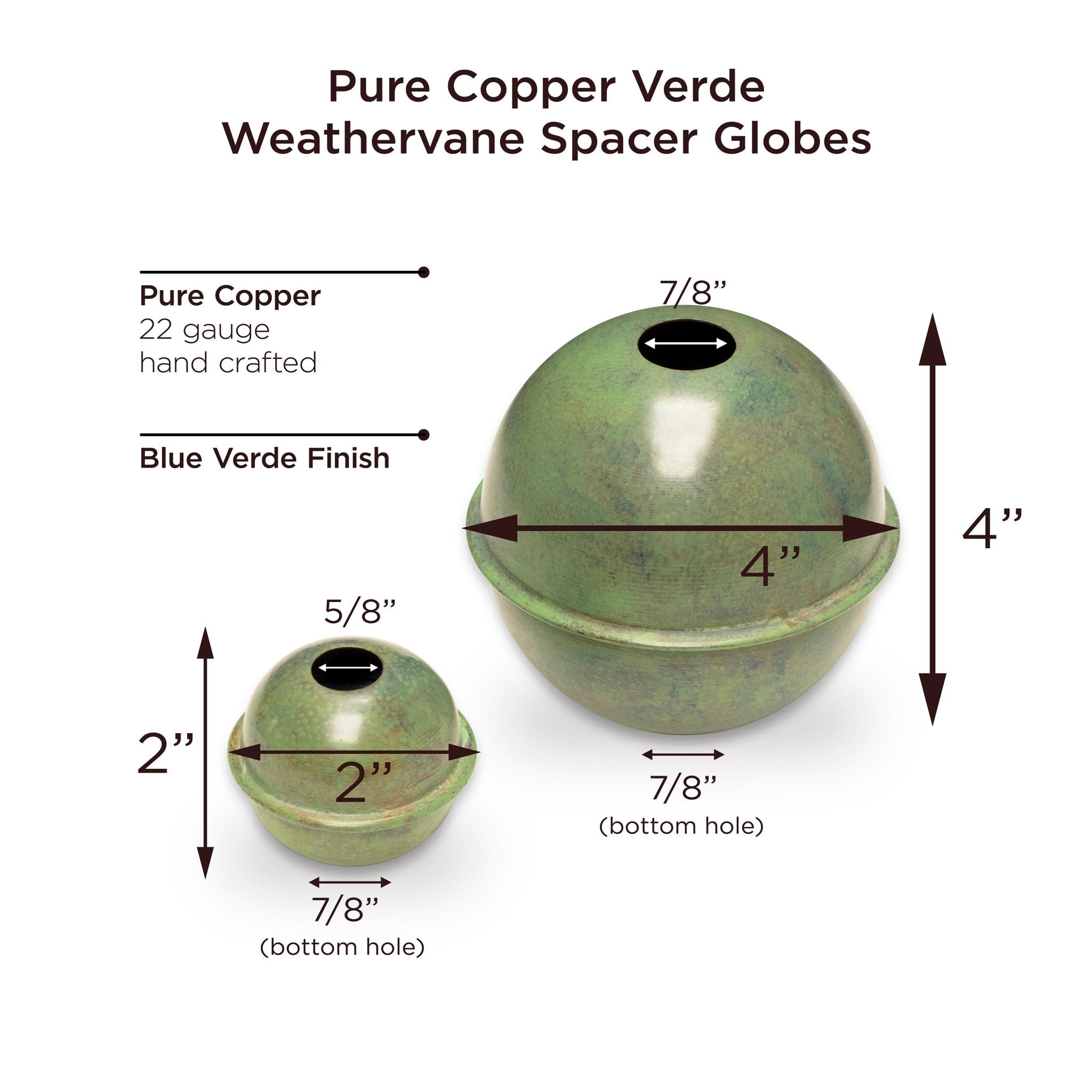 Copper Extra-Large Weathervane 4" & 6" Spacer Ball Set - Evira