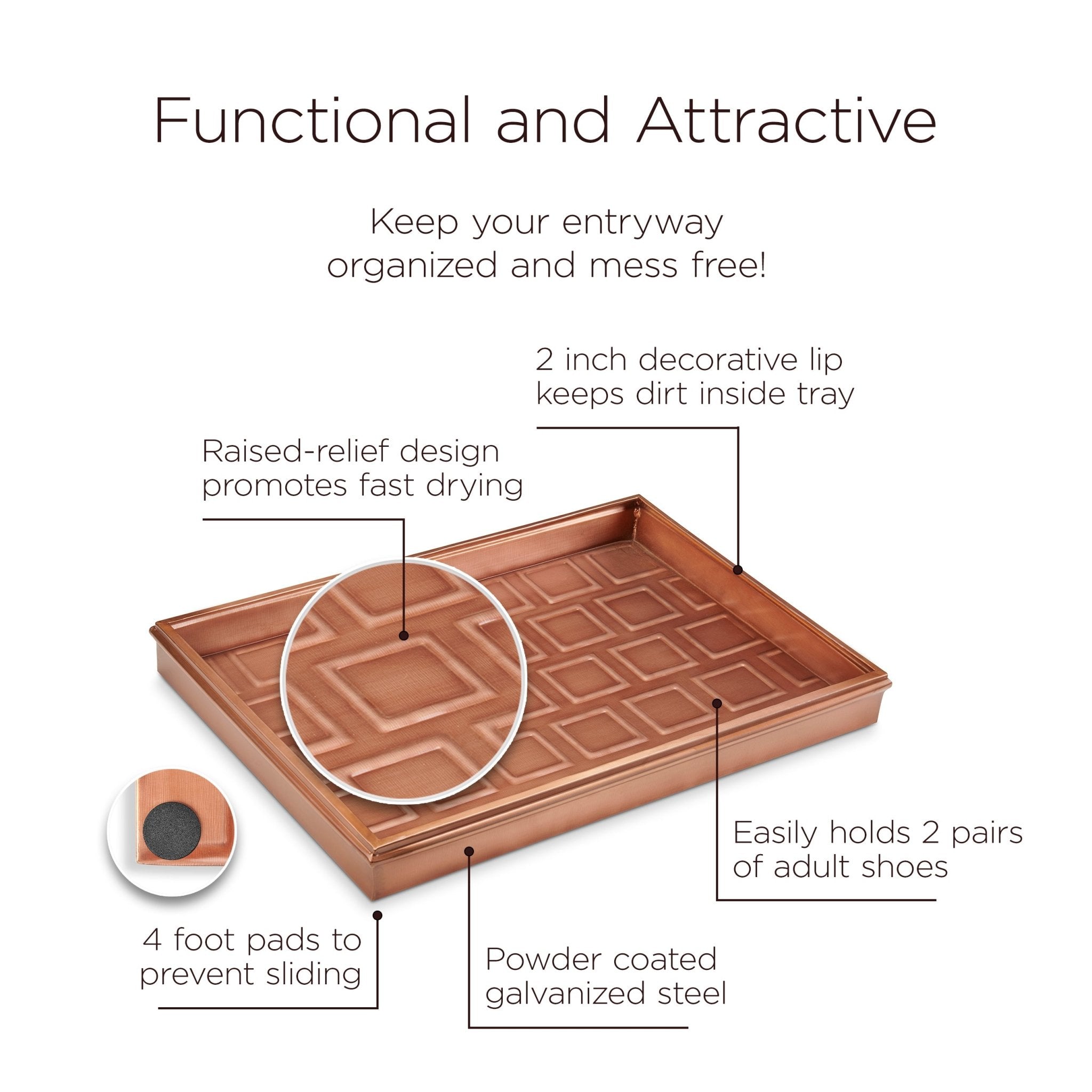 20" Squares Multi-Purpose Boot Tray - Evira