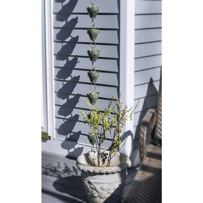 Tulip Rain Chain - 8.5 ft., with 13 Large Cups - Evira