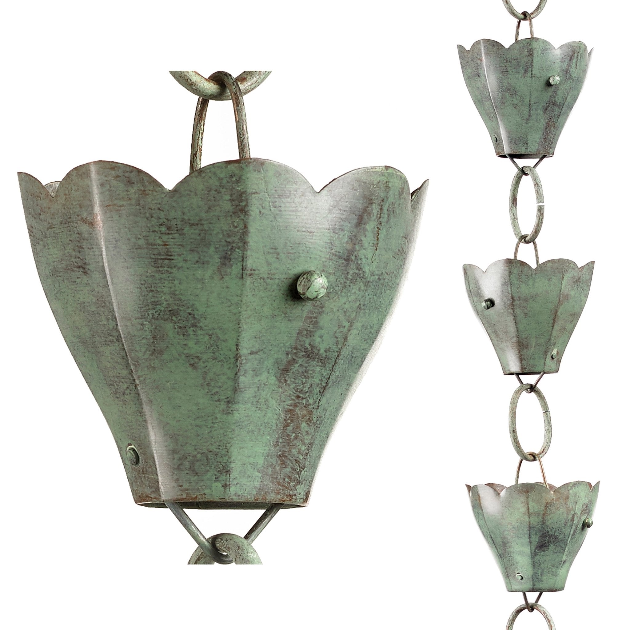 Tulip Rain Chain - 8.5 ft., with 13 Large Cups - Evira