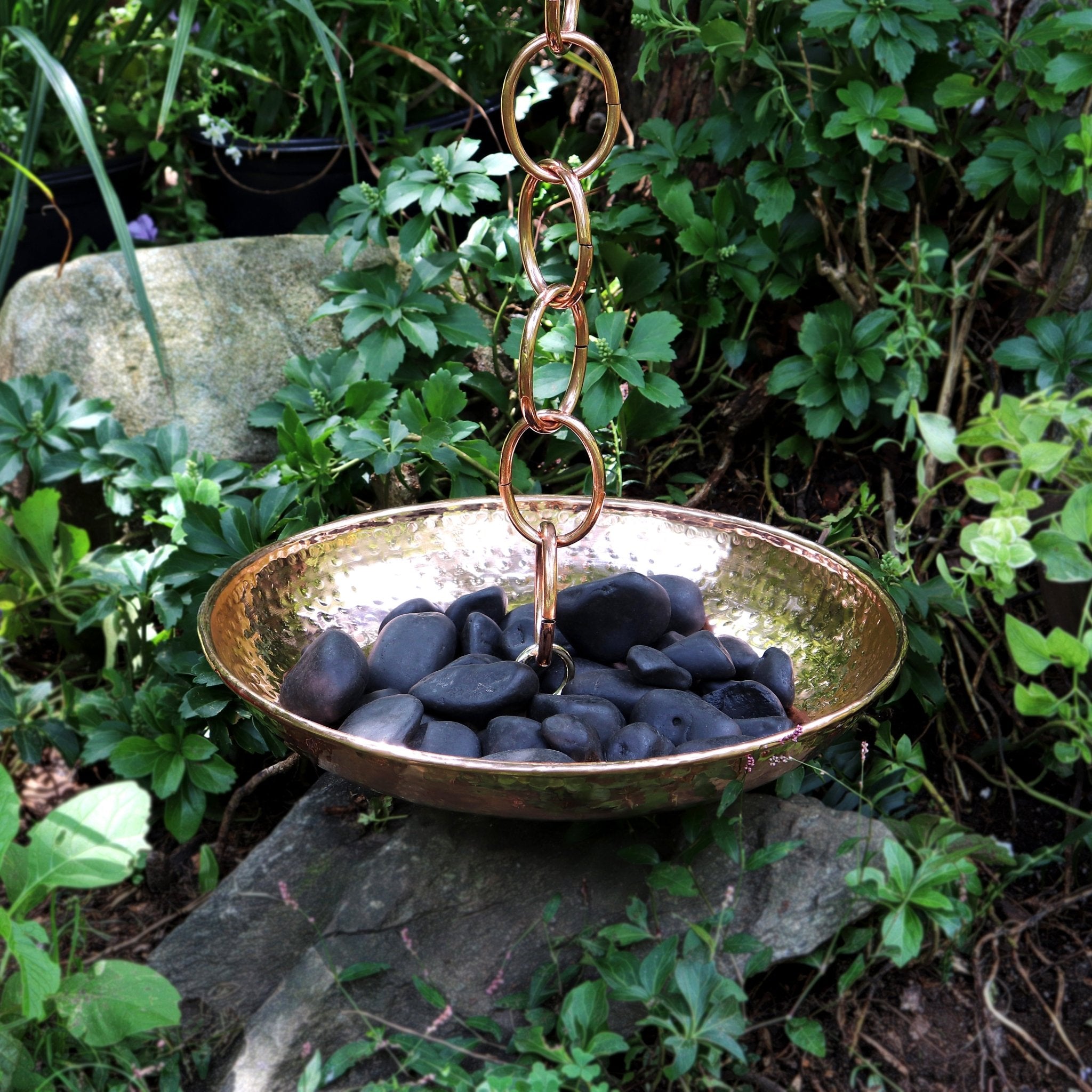 Rain Chain Basin - Large 16.5 in. Diameter, Hand Hammered - Evira