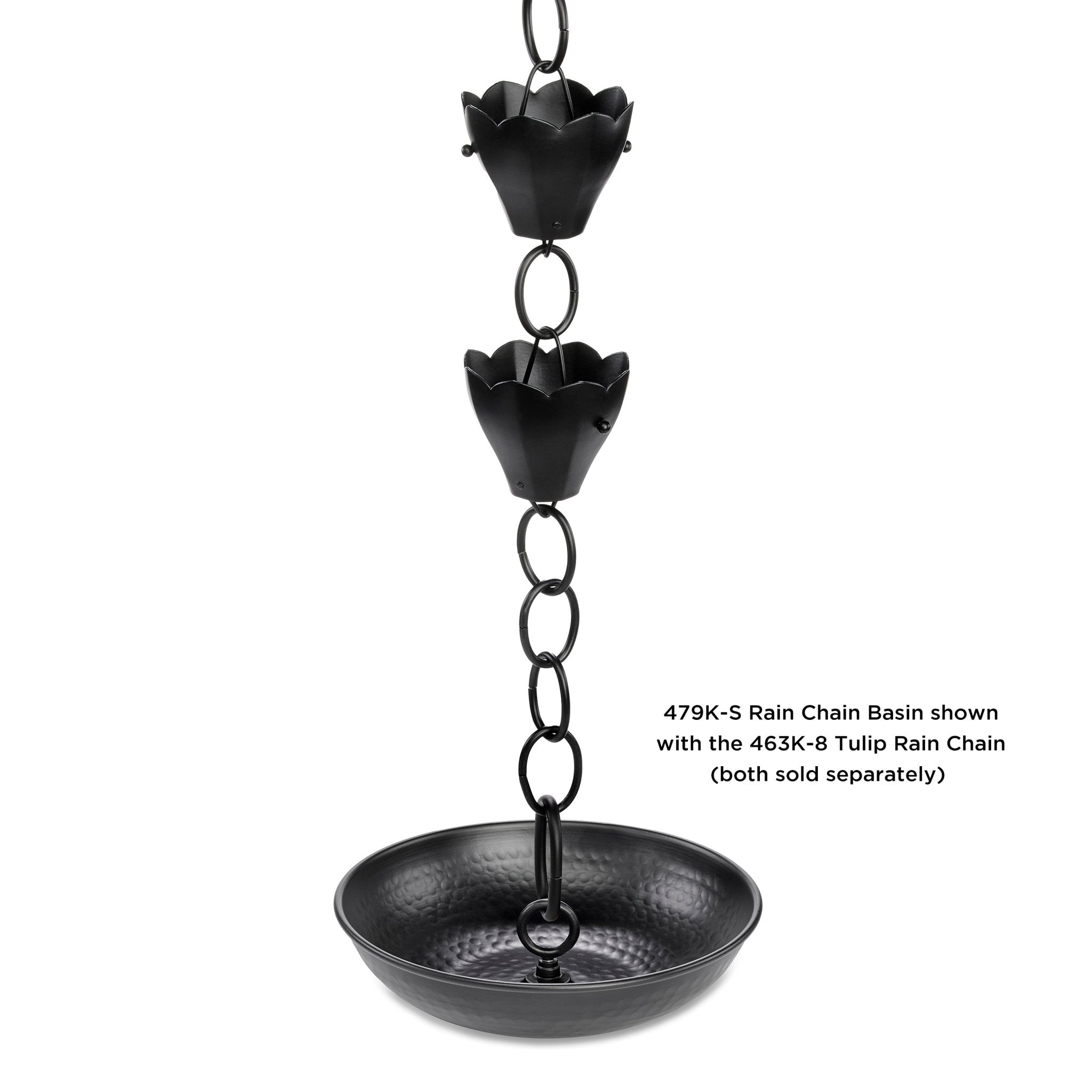 11" Diameter Black Aluminum Rain Chain Basin - Evira
