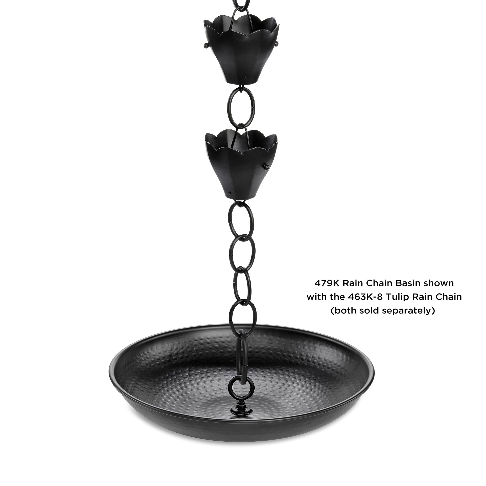 16.5" Diameter Black Aluminum Rain Chain Basin - Evira