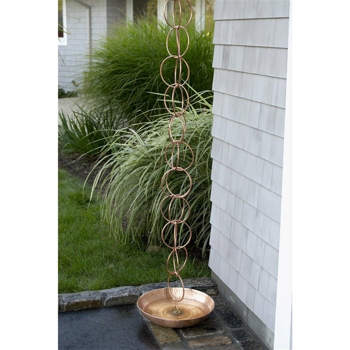 Rain Chain Basin - Large 16.5 in. Diameter, Hand Hammered - Evira