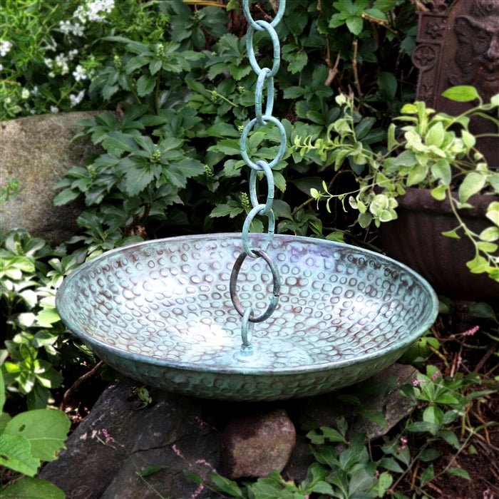 Rain Chain Basin - Large 16.5 in. Diameter, Hand Hammered - Evira