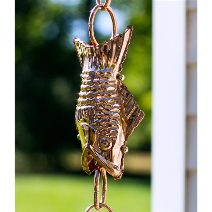 Fish Rain Chain - 8.5 ft., with 4 Large Figures - Evira