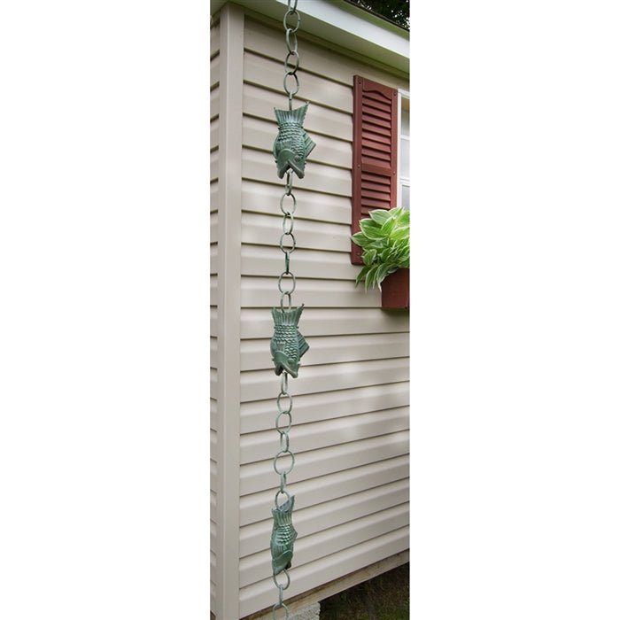 Fish Rain Chain - 8.5 ft., with 4 Large Figures - Evira