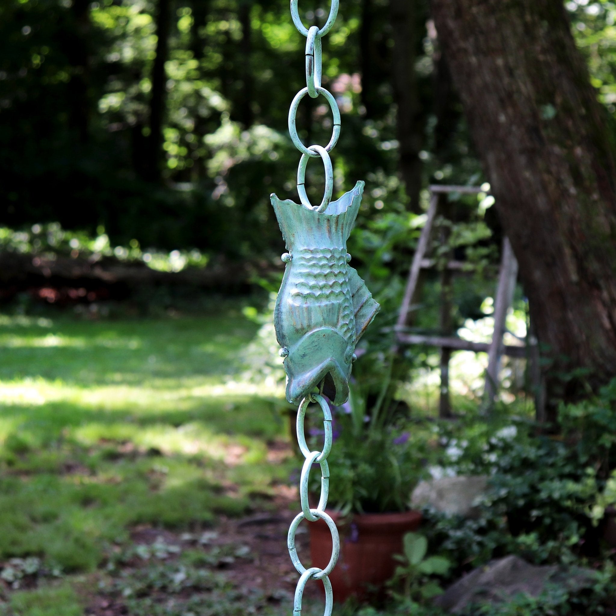 Fish Rain Chain - 8.5 ft., with 4 Large Figures - Evira