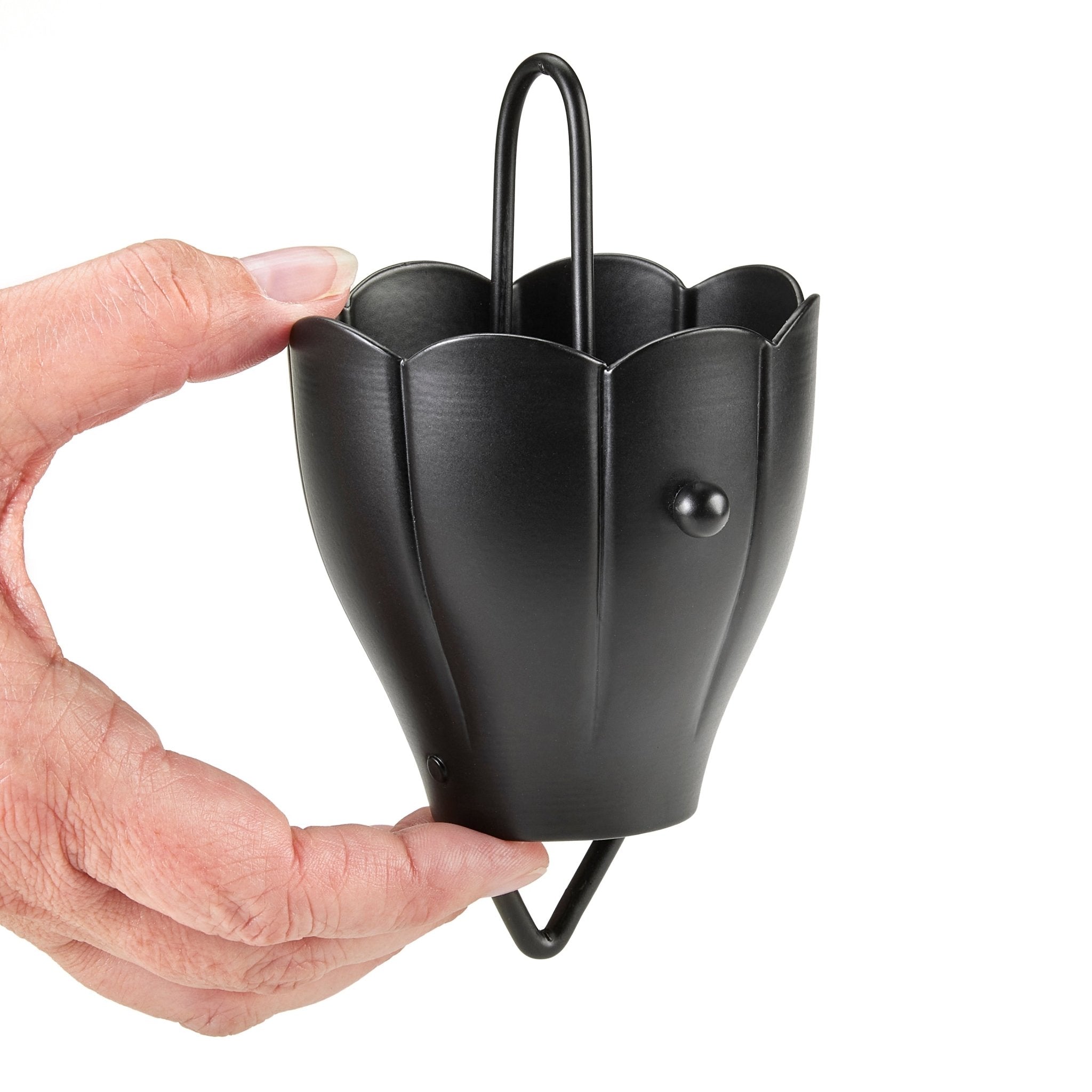 6 Cup Crocus Black Aluminum Rain Chain - Evira