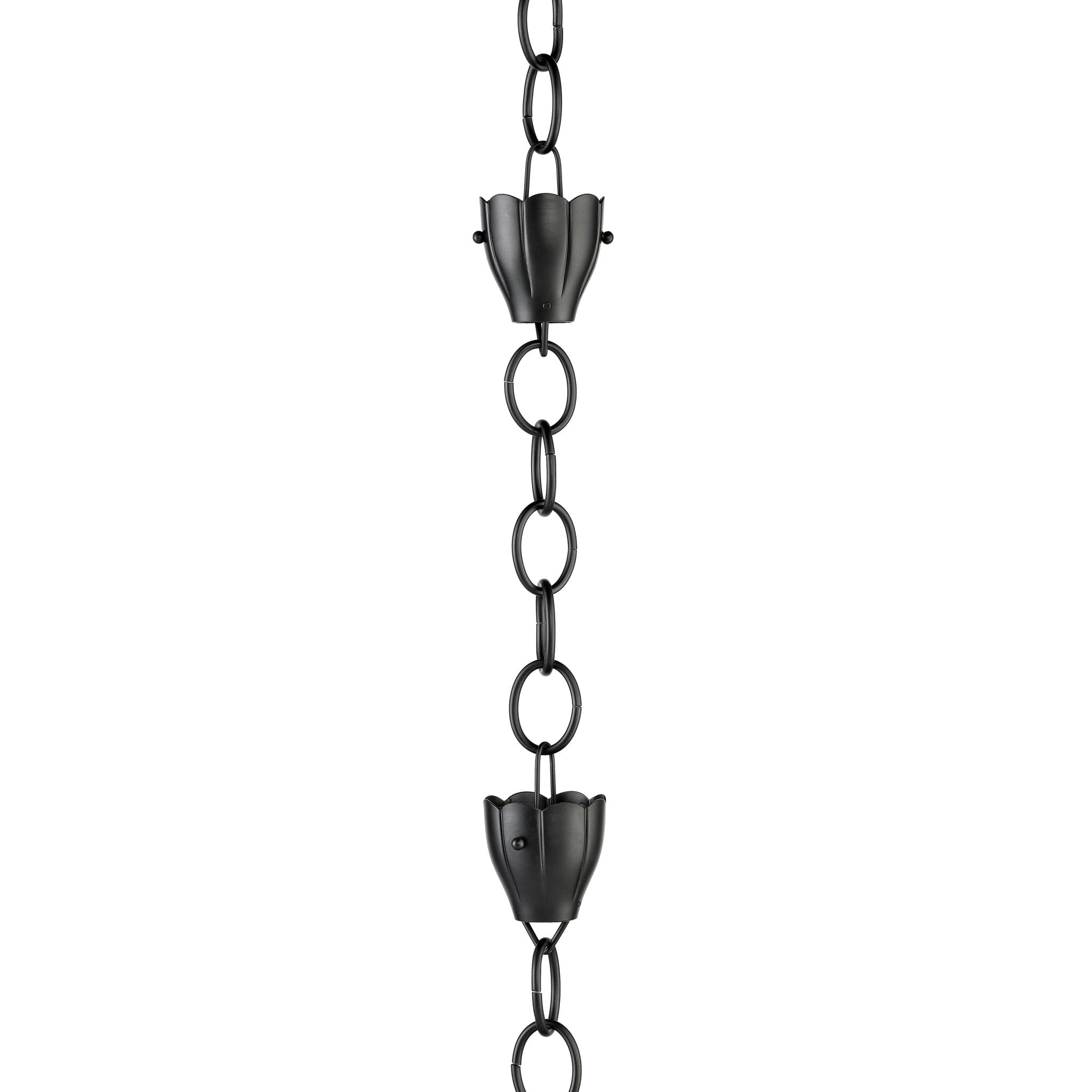 6 Cup Crocus Black Aluminum Rain Chain - Evira