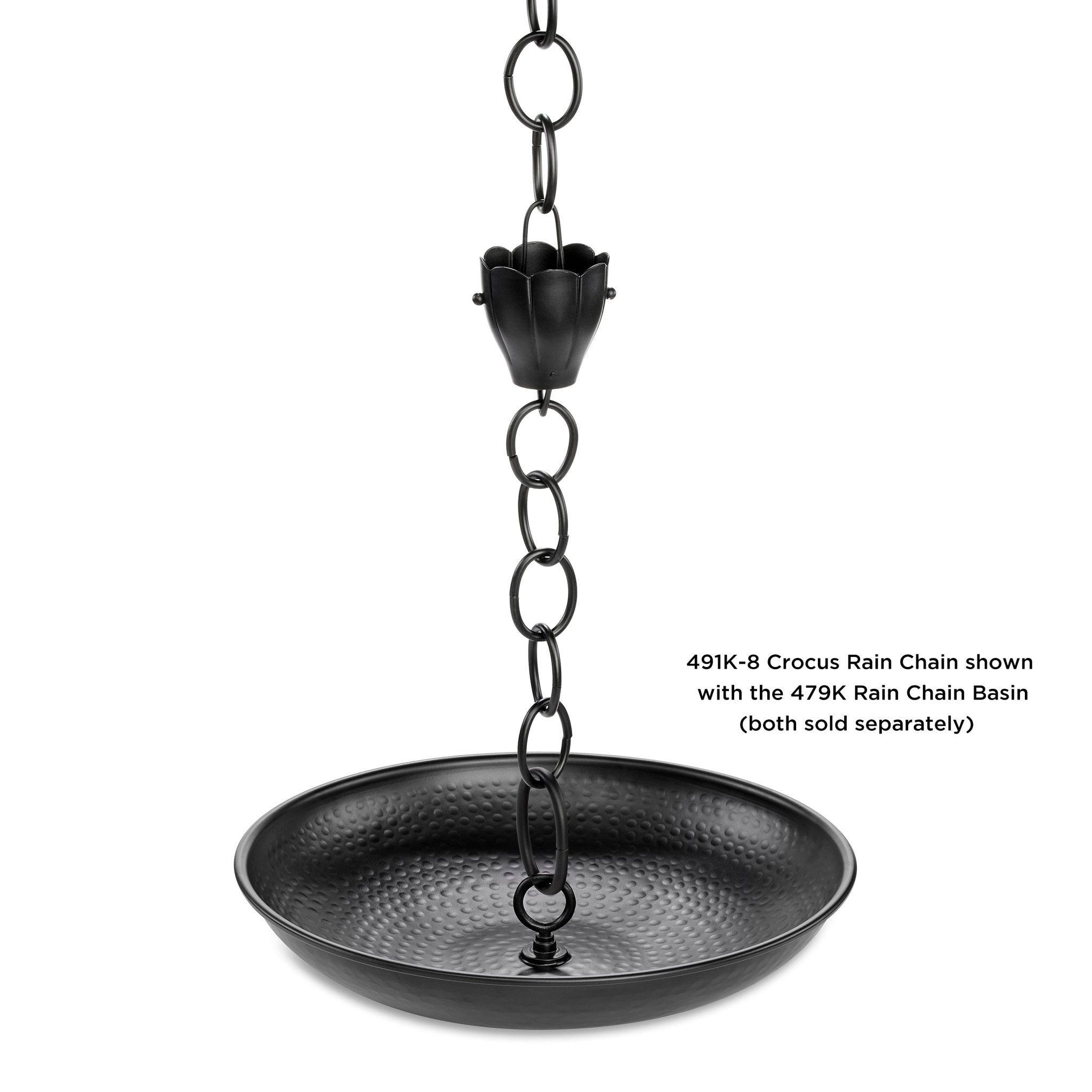 6 Cup Crocus Black Aluminum Rain Chain - Evira