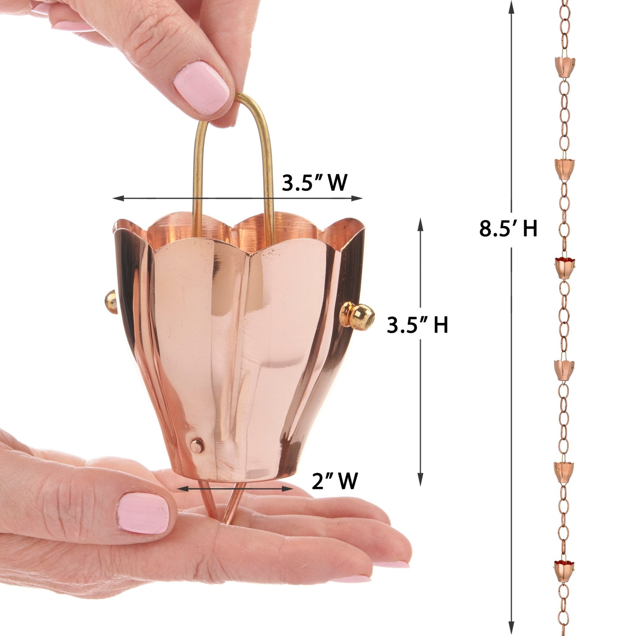 Crocus Rain Chain - 8.5 ft.,with 9 Large Cups - Evira