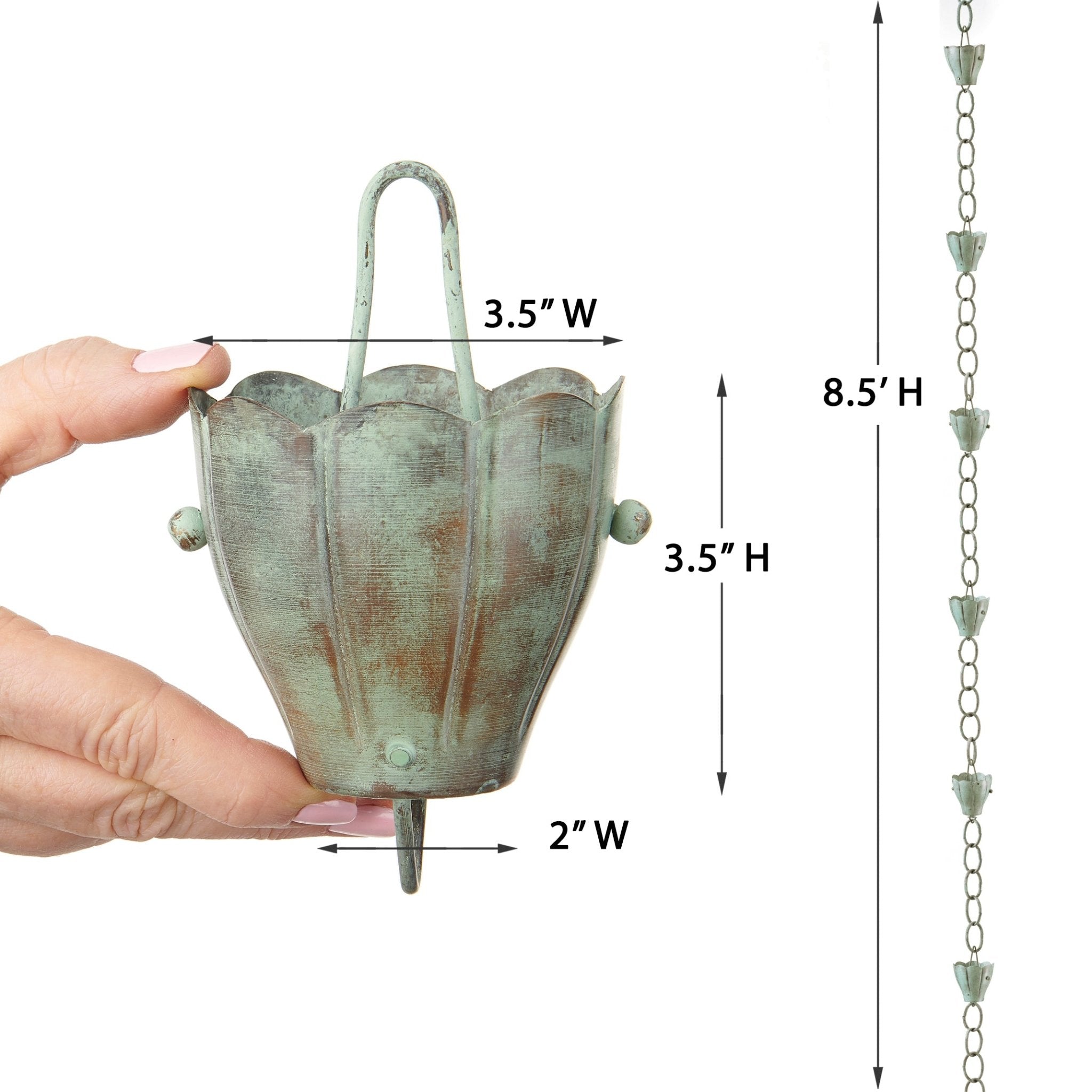 Crocus Rain Chain - 8.5 ft., with 9 Large Cups - Evira