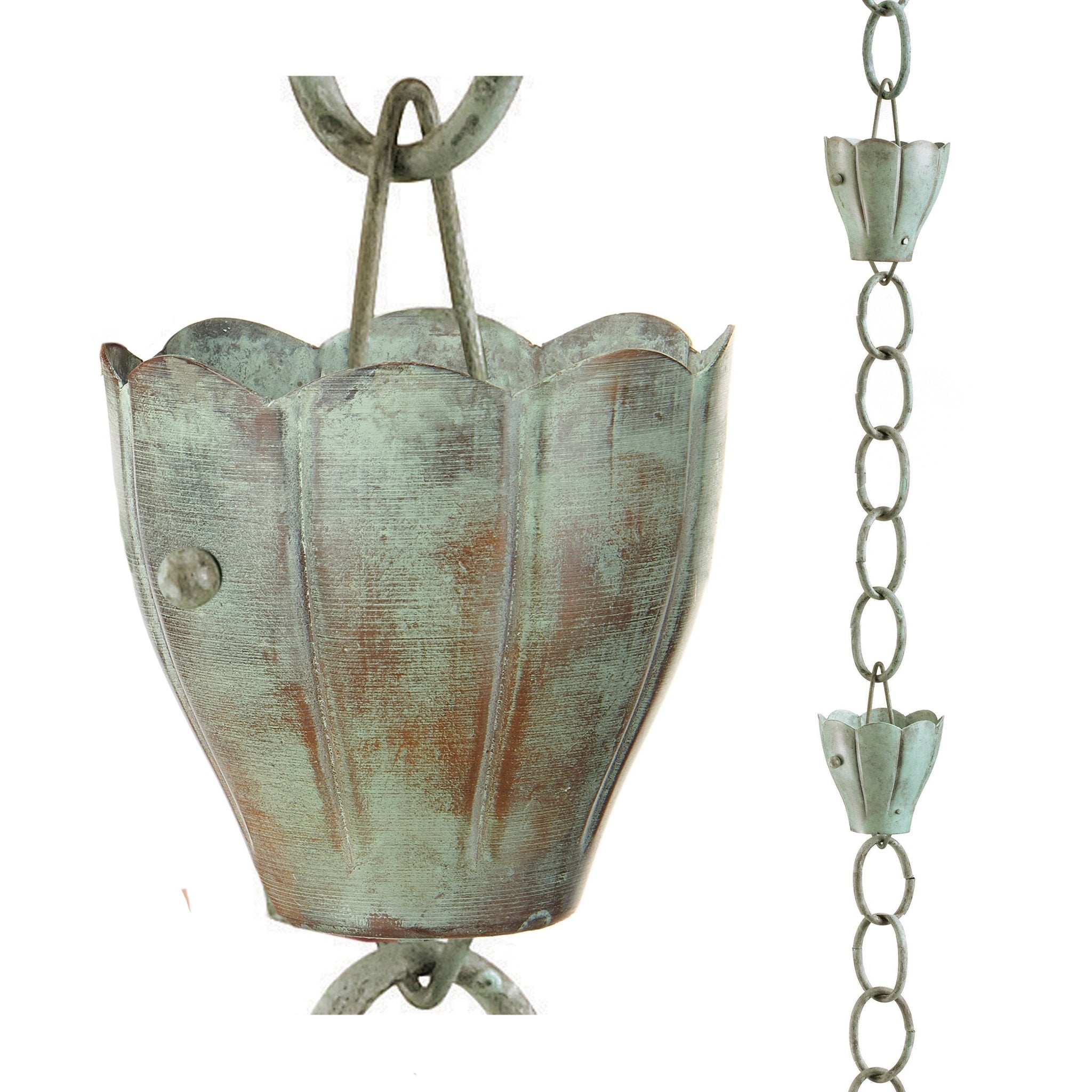 Crocus Rain Chain - 8.5 ft., with 9 Large Cups - Evira
