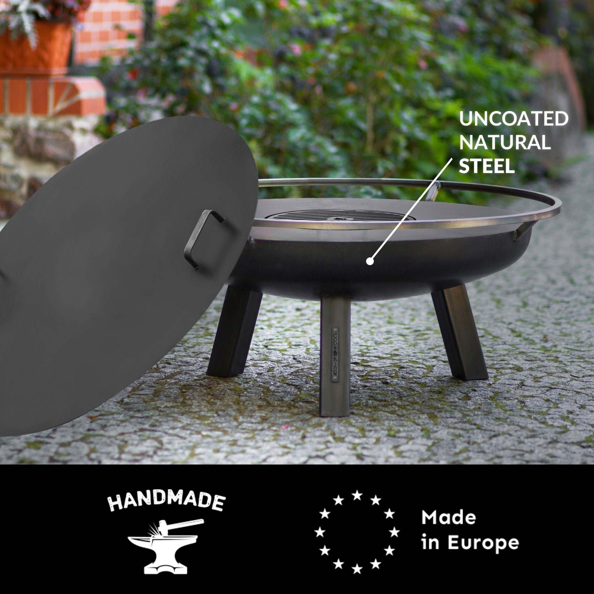 Ember 24" Fire Pit with Grill Plate and Cover Lid - Evira