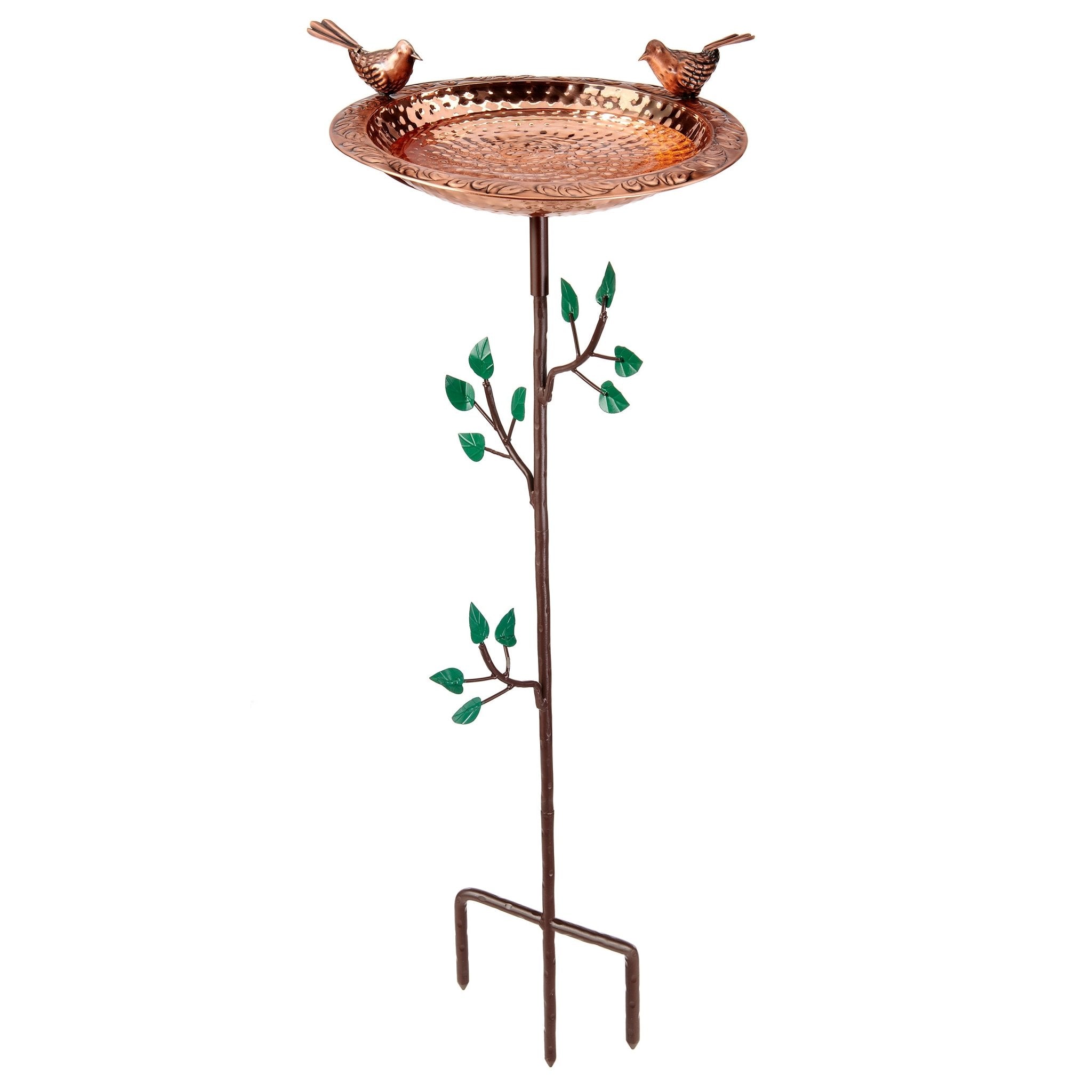 13.5“� Birdbath with Copper Birds and Decorative Garden Pole - Evira