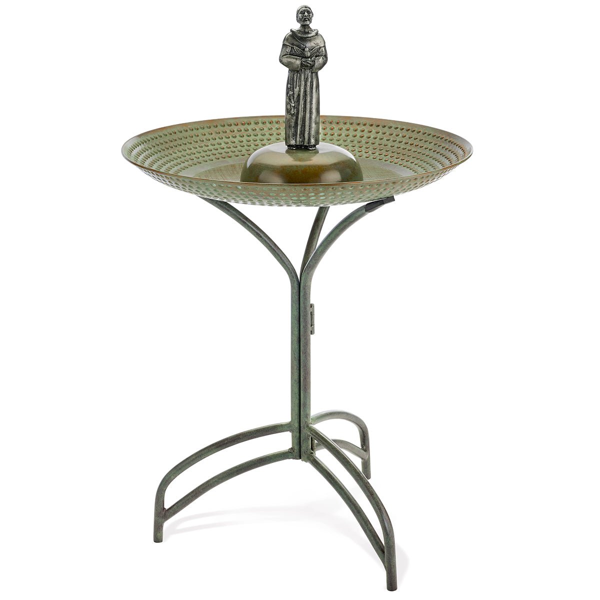 20" Blue Verde Copper Bird Bath with St Francis - Evira