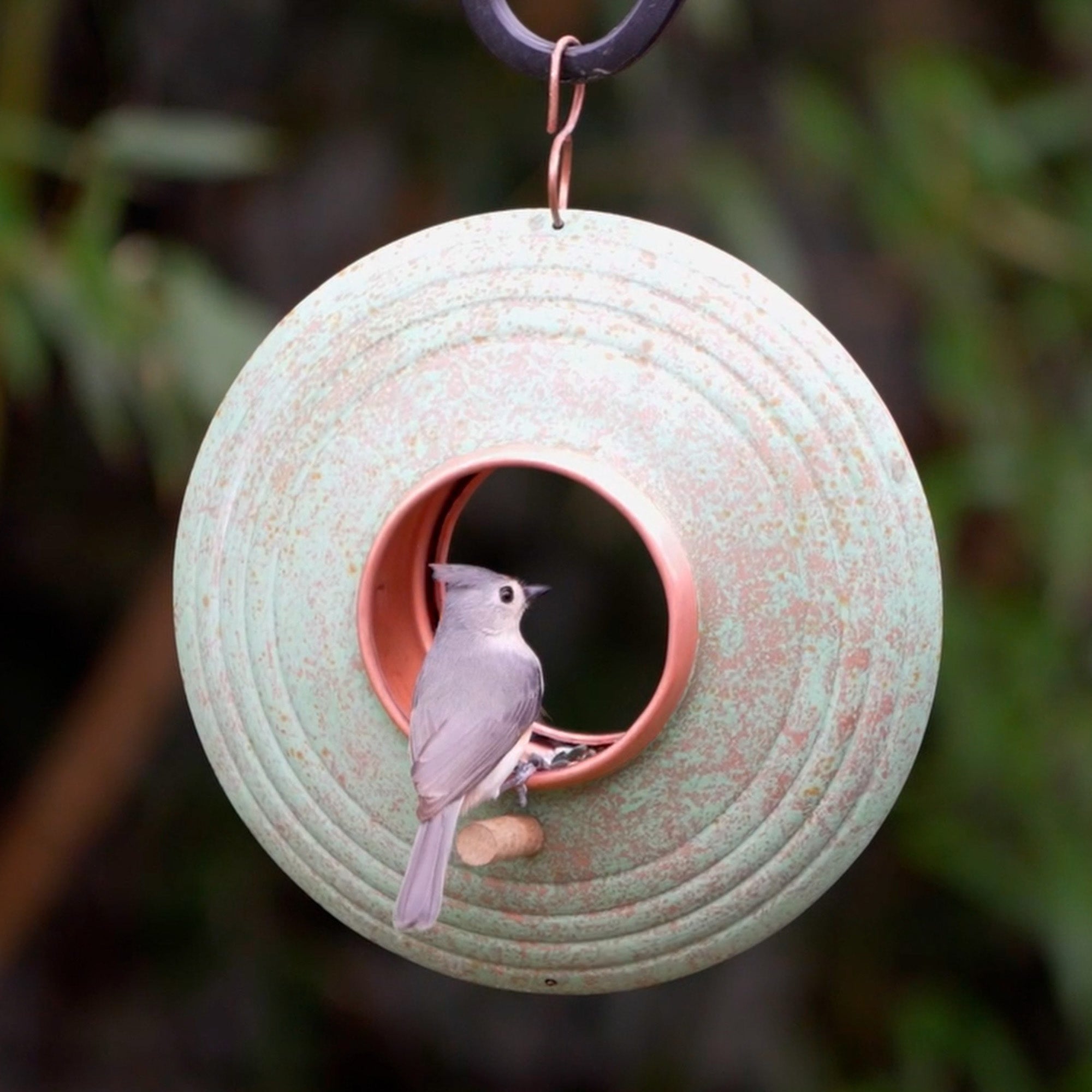 Verde Fly-Thru ™ Bird Feeder, Copper Accents, Multiple Perches - Evira