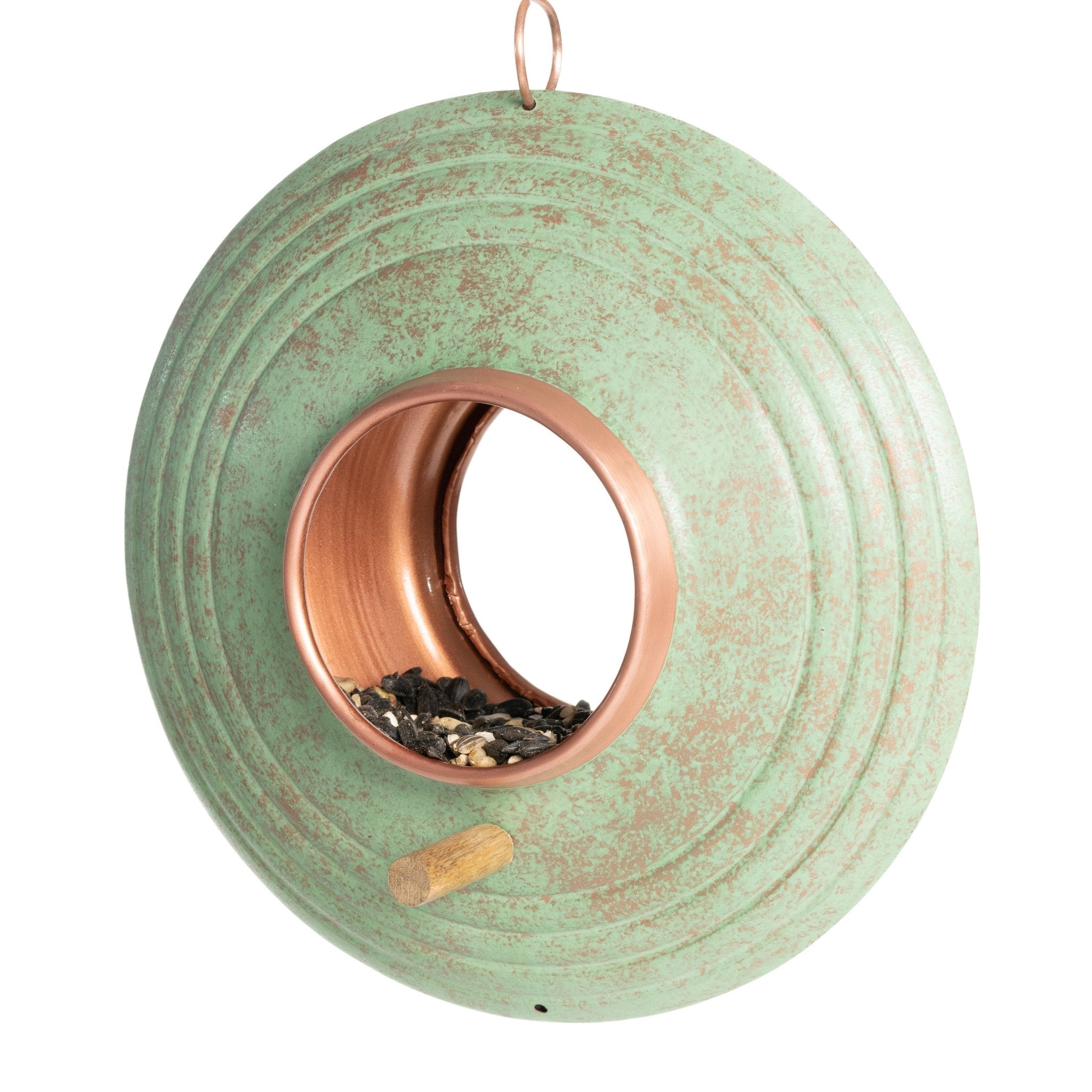 Verde Fly-Thru ™ Bird Feeder, Copper Accents, Multiple Perches - Evira