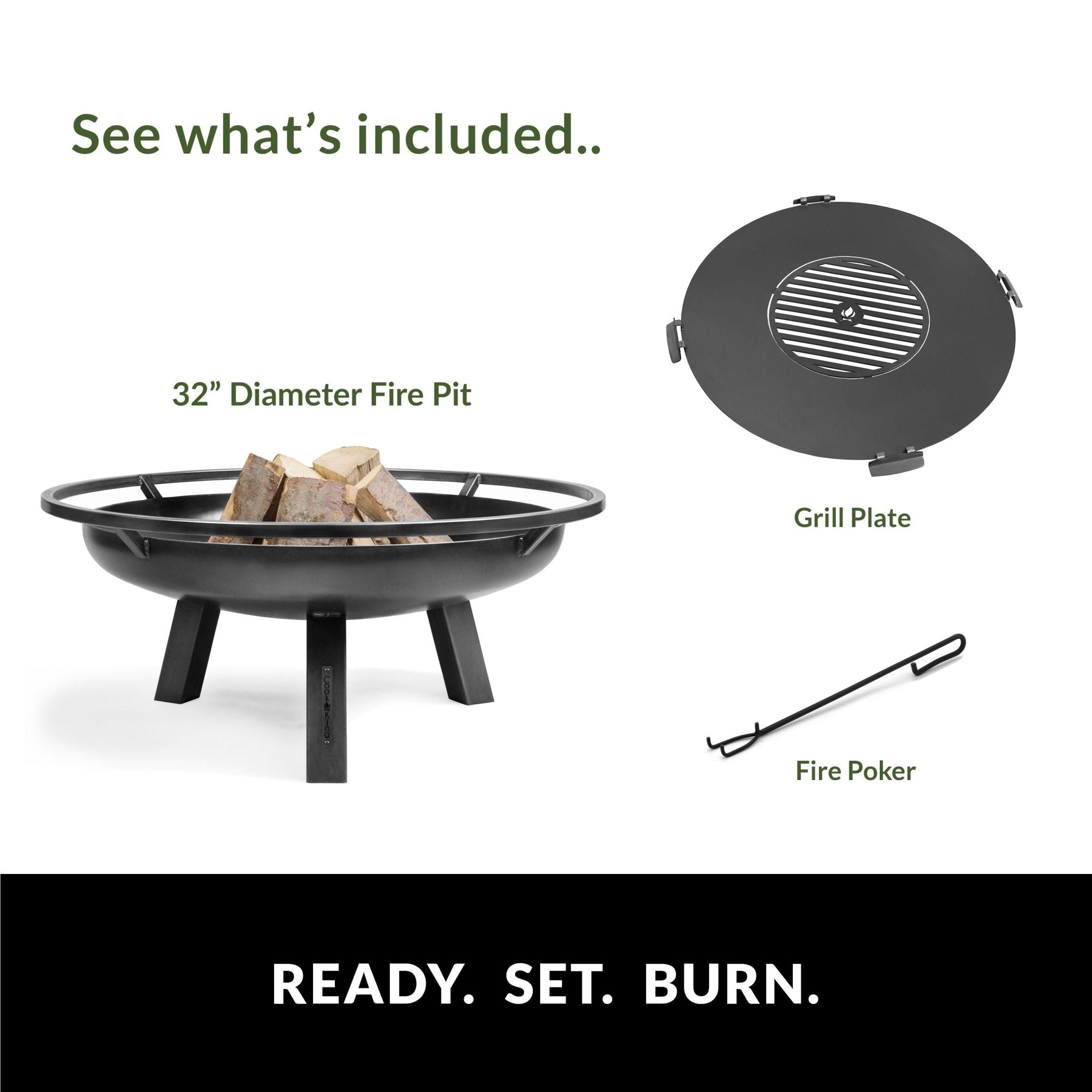 Ember 32" Fire Pit with Grill Plate - Evira