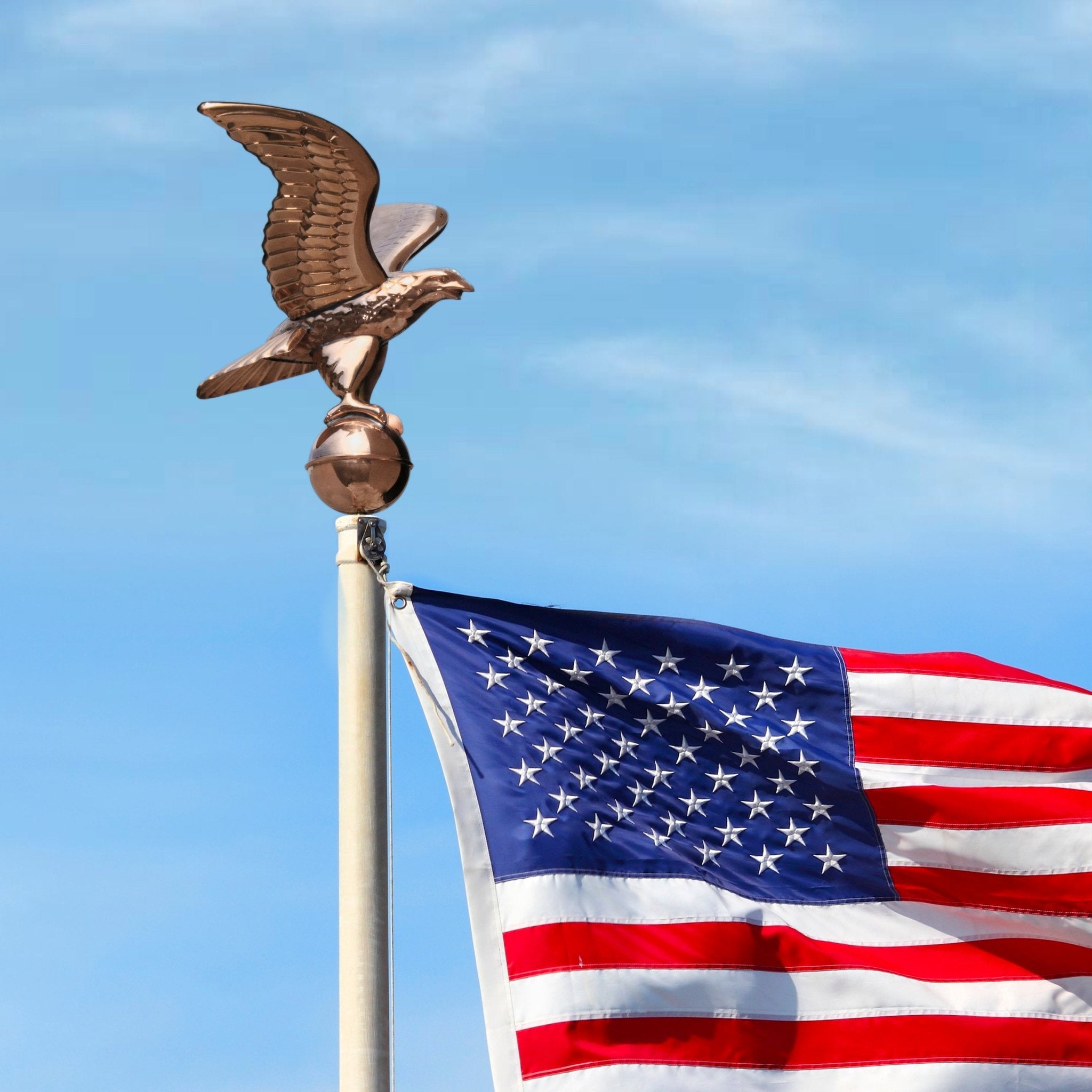Eagle with Ball Flagpole Topper, 16" Wingspan - Evira