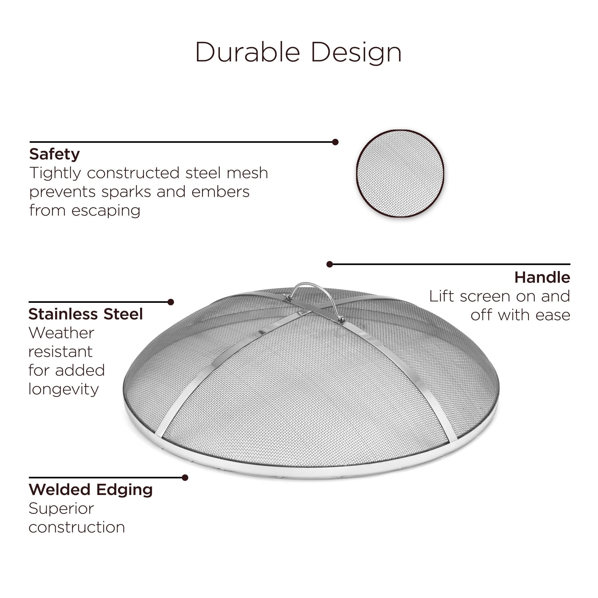 27“� Heavy Duty Stainless Steel Spark Screen with Lifter - Evira