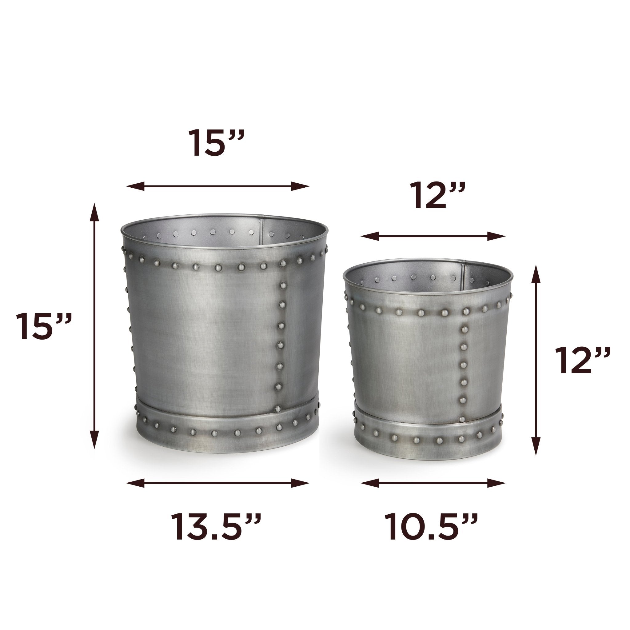 Large Riveted Zinc Planter Set of 2 - Evira