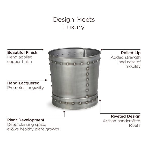 Large Riveted Zinc Planter Set of 2 - Evira