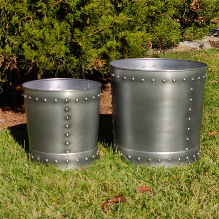 Medium Riveted Zinc Planter Set of 2 - Evira
