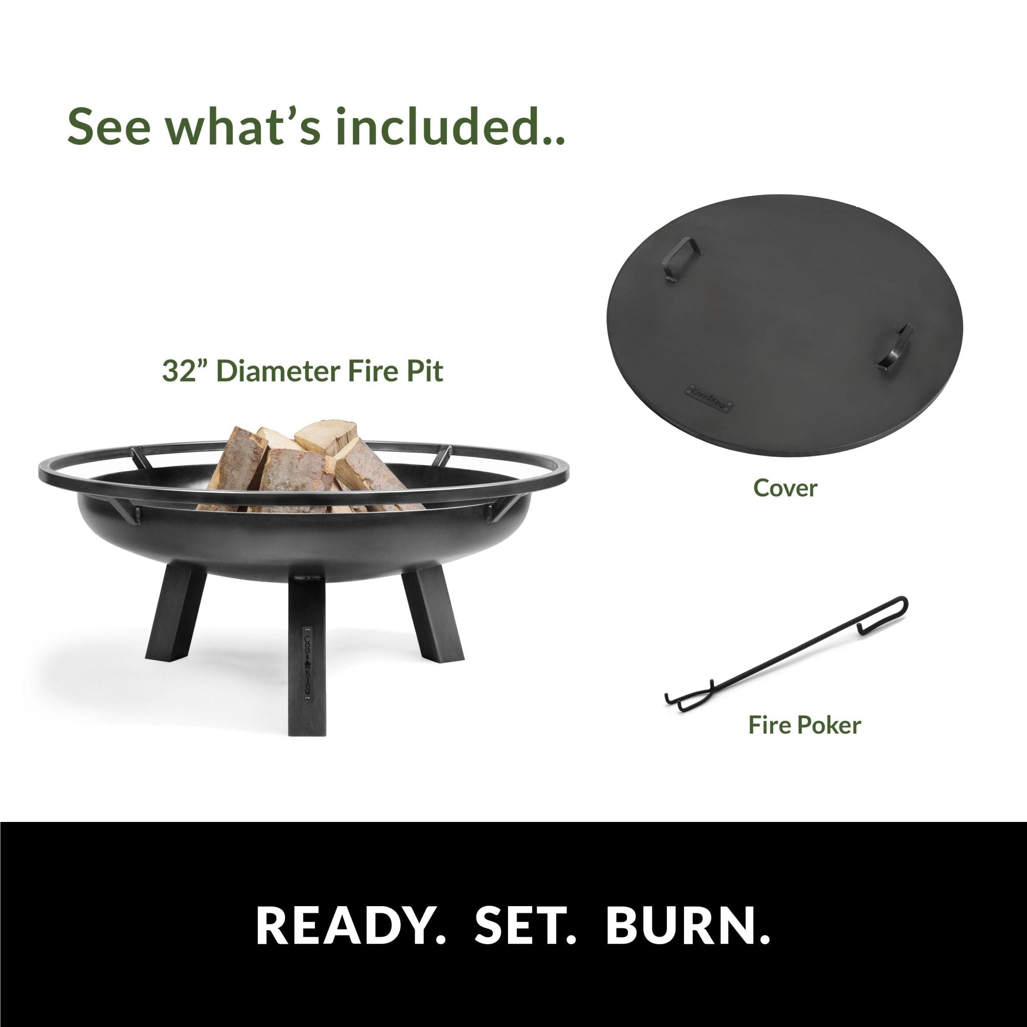 Ember 32" Fire Pit with Cover Lid - Evira