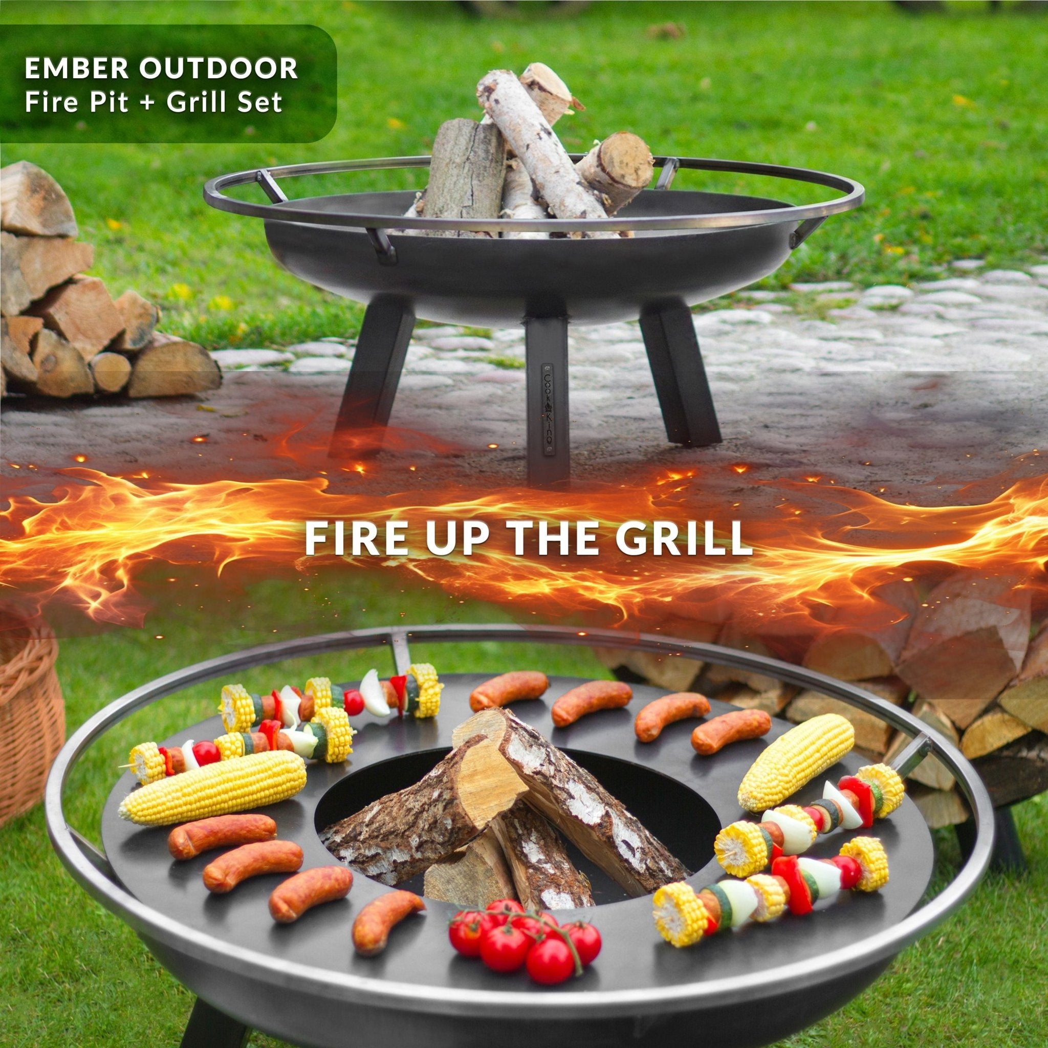 Ember 24" Fire Pit with Grill Plate - Evira